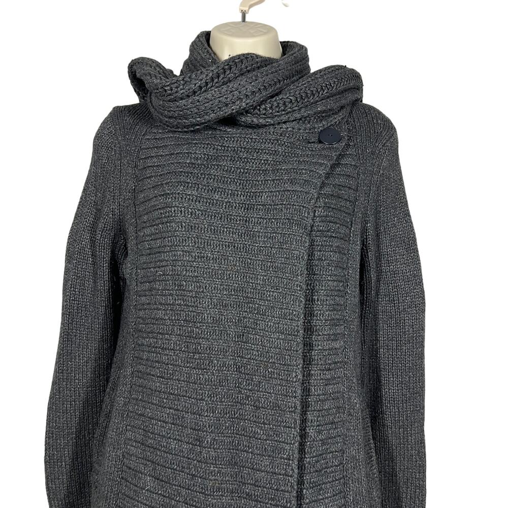 Theory Wool Blend Open Front HEavy Knit Cardigan Gray Long Sleeve Casual Knit S